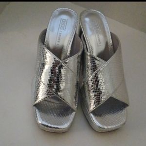 Metallic Silver Mules size 7 Never Worn